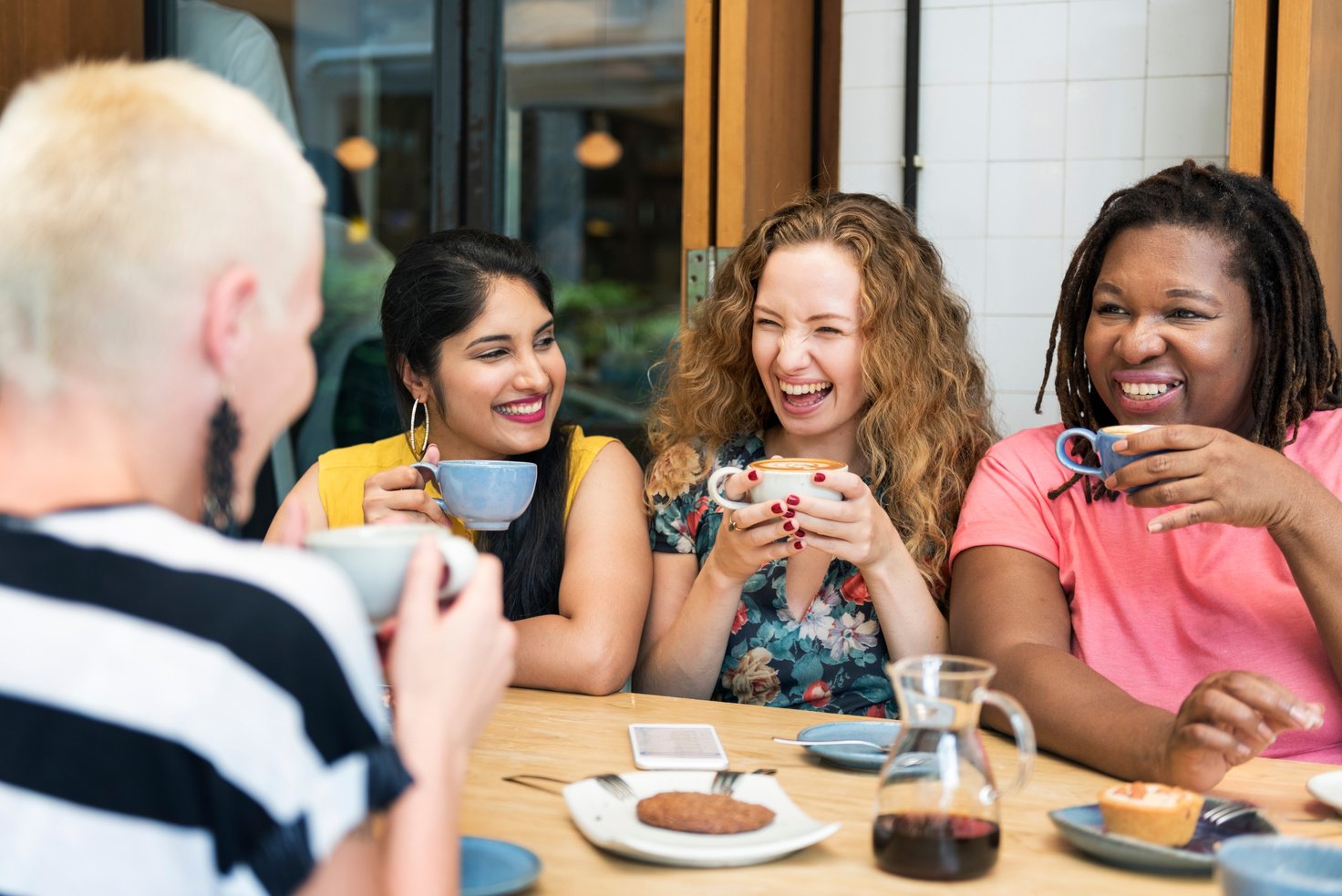 Young Women Drinking Coffee Concept